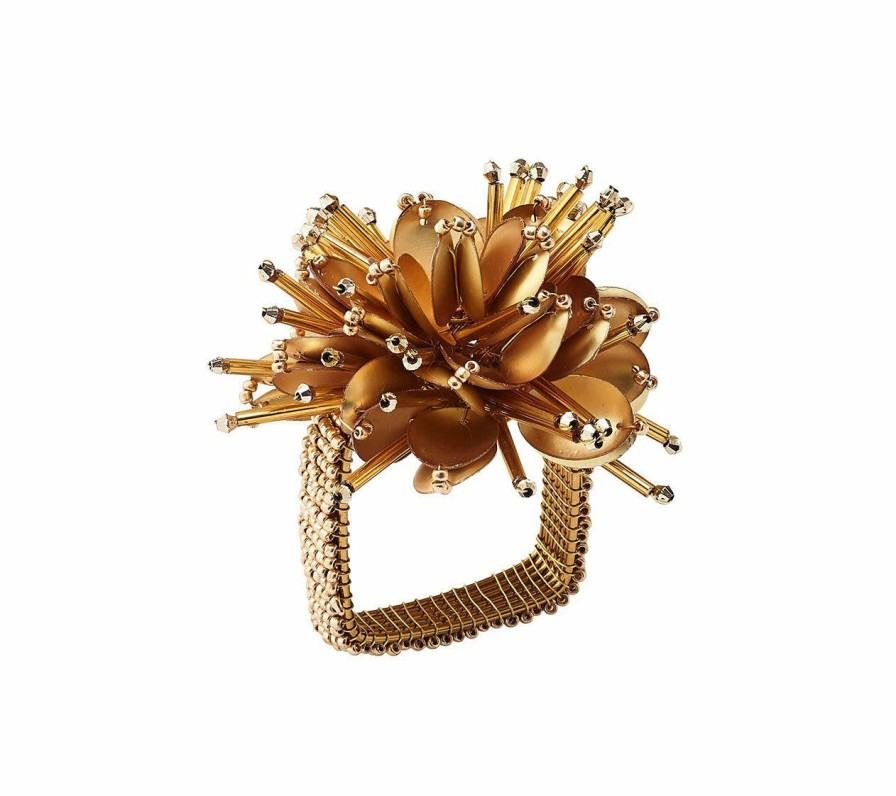 Seasonal Kim Seybert | Kim Seybert Starburst Napkin Ring In Gold, Set Of 4