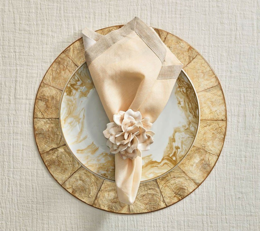 Seasonal Kim Seybert | Kim Seybert Round Capiz Placemat In Champagne, Set Of 4