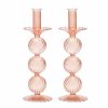 Decor Kim Seybert | Kim Seybert Home Decor Iris Tall Candle Holder In Blush, Set Of 2 In A Box