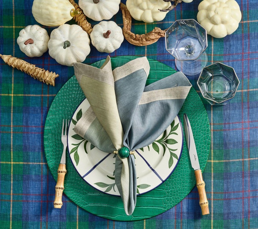 Tablecloths/Runners Kim Seybert | Kim Seybert Tablecloths Tartan Tablecloth In Blue & Green