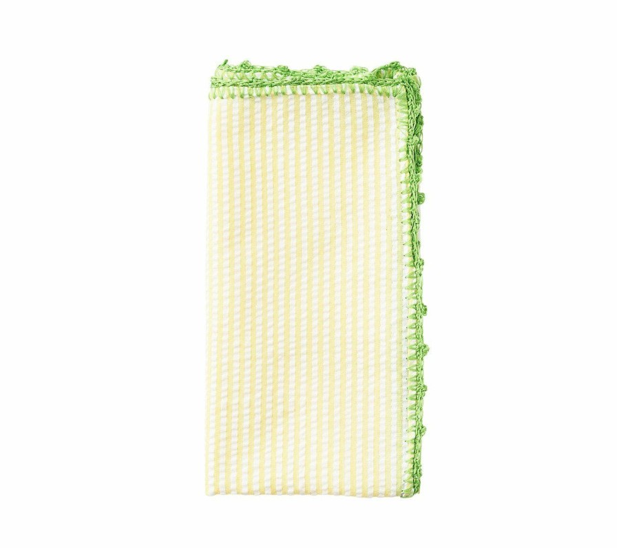 Seasonal Kim Seybert | Kim Seybert Seersucker Napkin In Yellow & Green, Set Of 4