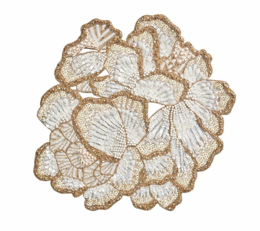 Seasonal Kim Seybert | Kim Seybert Botanica Placemat In White, Gold & Silver, Set Of 2