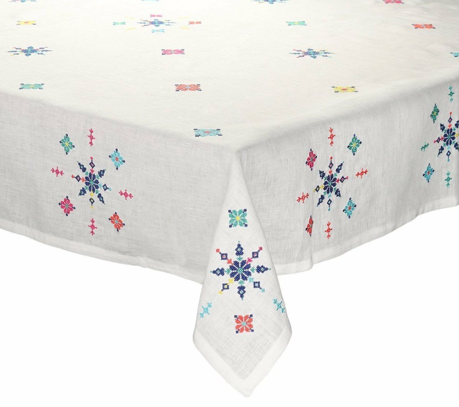 Tablecloths/Runners Kim Seybert | Kim Seybert Tablecloths Fez Tablecloth In White & Multi