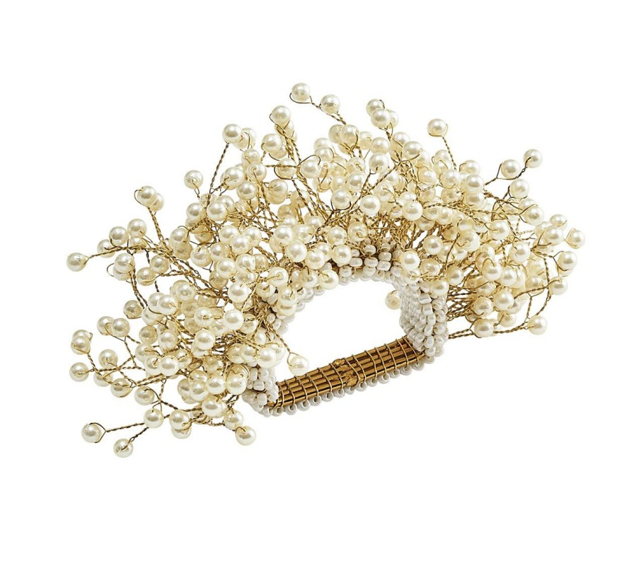 Seasonal Kim Seybert | Kim Seybert Napkin Rings Spray Napkin Ring In Pearl, Set Of 4