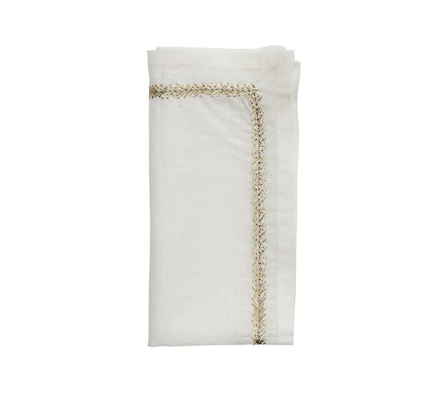 Seasonal Kim Seybert | Kim Seybert Jardin Napkin In White, Gold & Silver, Set Of 4