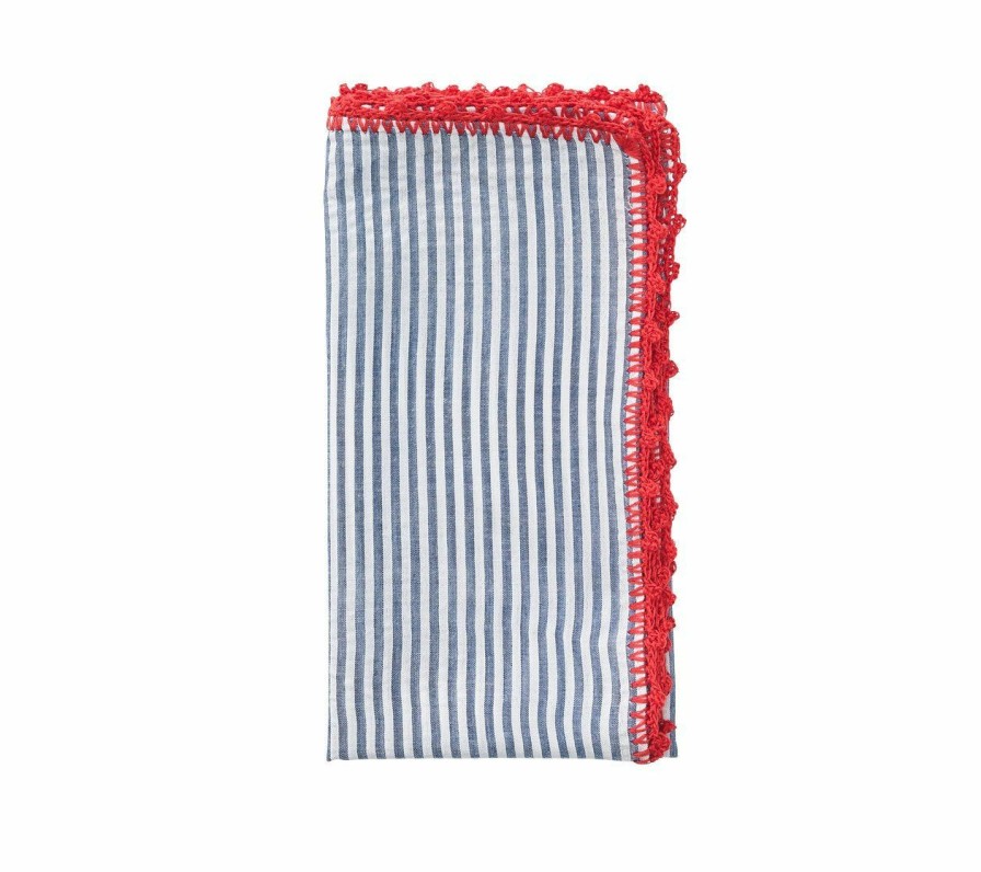 Seasonal Kim Seybert | Kim Seybert Seersucker Napkin In Navy & Red, Set Of 4 Napkins