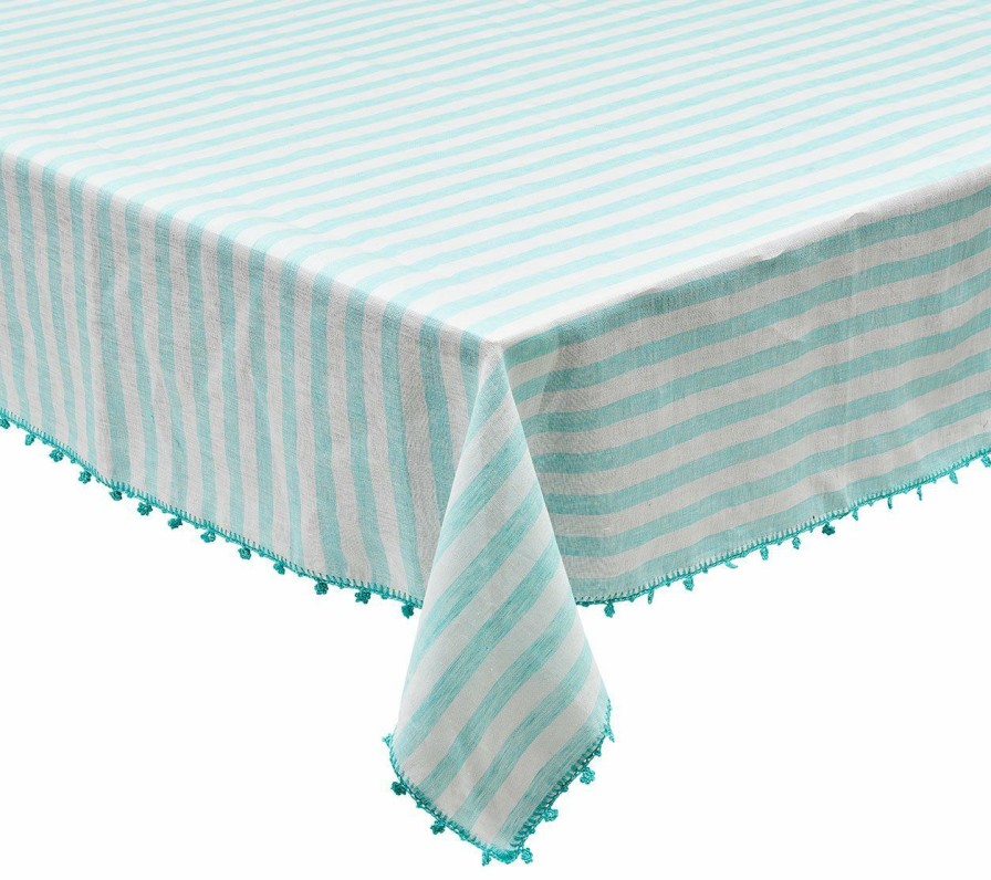 Tablecloths/Runners Kim Seybert | Kim Seybert Linea Tablecloth In White & Seafoam Tablecloths