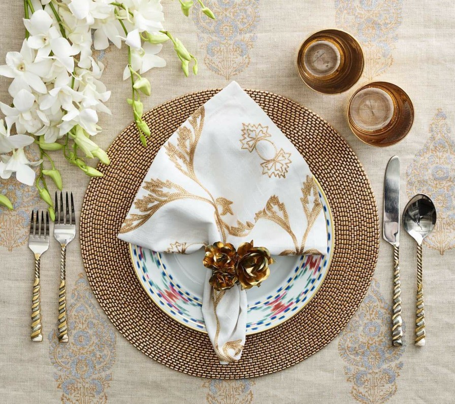 Seasonal Kim Seybert | Kim Seybert Placemats Pave Placemat In Gold, Set Of 4