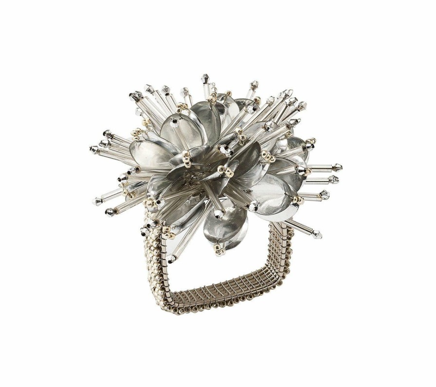 Seasonal Kim Seybert | Kim Seybert Starburst Napkin Ring In Silver, Set Of 4 Napkin Rings