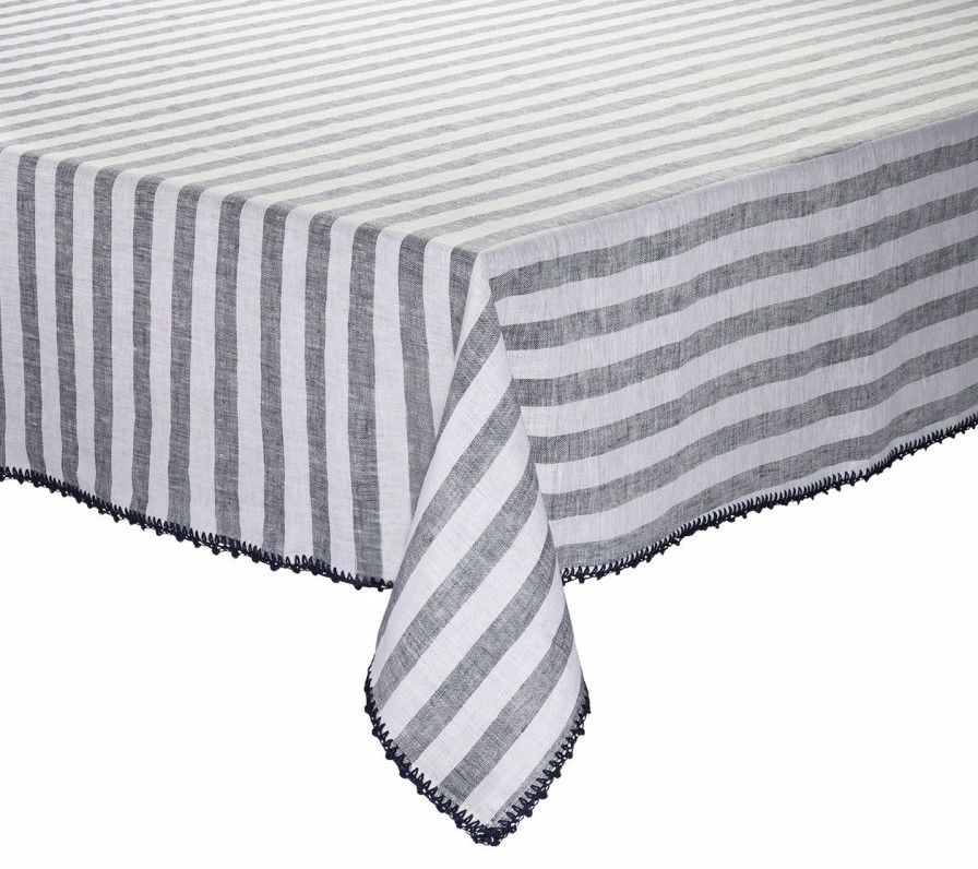 Tablecloths/Runners Kim Seybert | Kim Seybert Linea Tablecloth In White & Navy