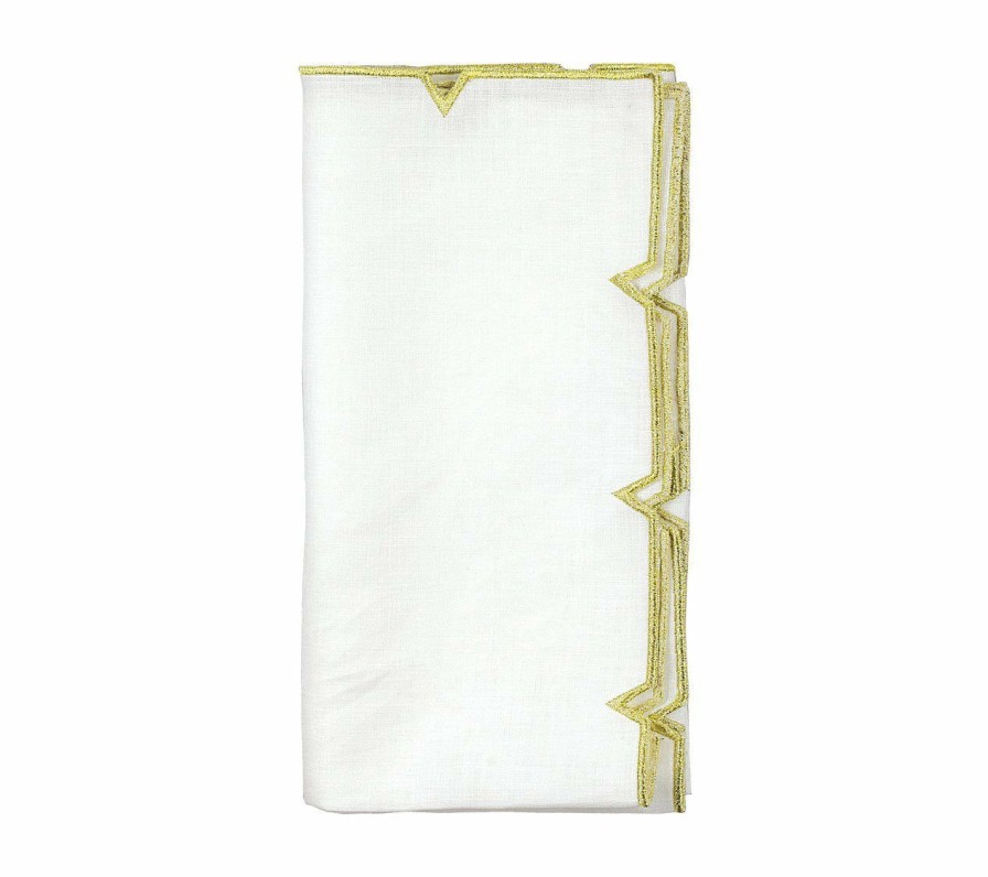 Seasonal Kim Seybert | Kim Seybert Napkins Divot Napkin In White & Gold, Set Of 4