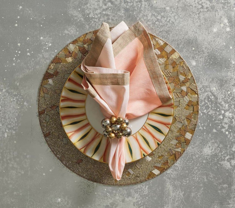 Seasonal Kim Seybert | Kim Seybert Napkins Dip Dye Napkin In Blush & Gold, Set Of 4