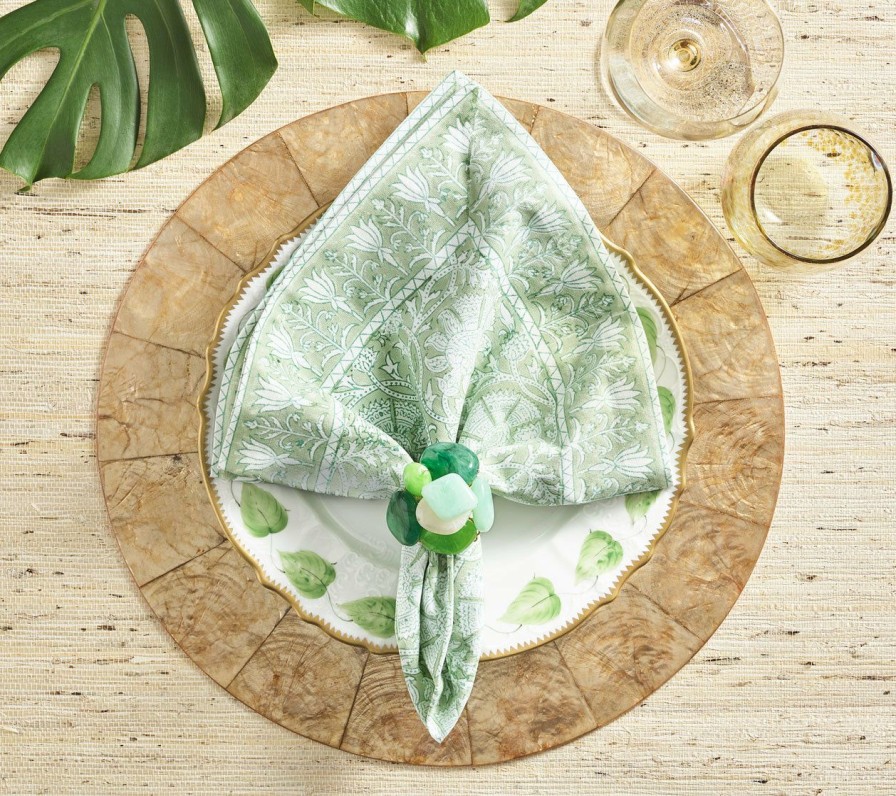 Seasonal Kim Seybert | Kim Seybert Sea Stone Napkin Ring In Green, Set Of 4