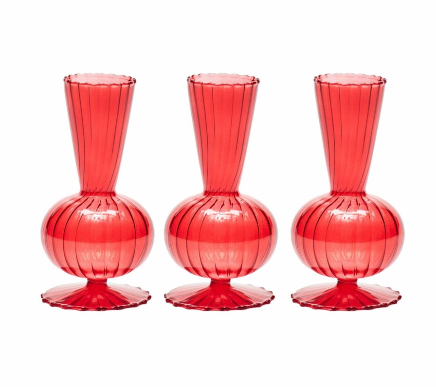 Decor Kim Seybert | Kim Seybert, Inc. Tess Bud Vase In Red, Set Of 3 In A Box