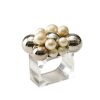 Seasonal Kim Seybert | Kim Seybert Bauble Napkin Ring In Pearl & Silver, Set Of 4