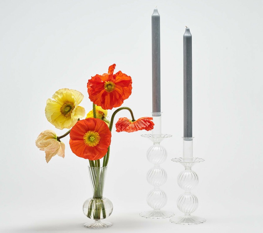 Decor Kim Seybert | Kim Seybert, Inc. Home Decor Iris Tall Candle Holder In Clear, Set Of 2 In A Box