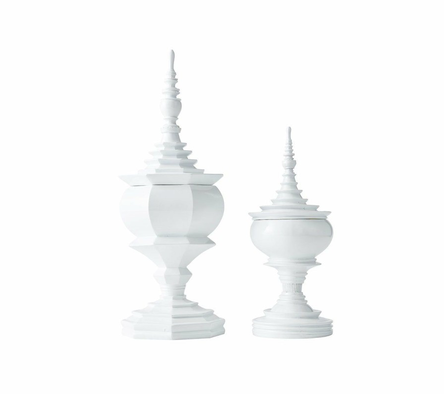 Seasonal Kim Seybert | Kim Seybert Decor Totem In White, Set Of 2 In A Box Home Decor