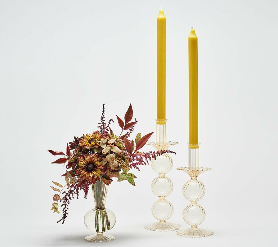 Decor Kim Seybert | Kim Seybert, Inc. Bella Short Candle Holder In Champagne, Set Of 2 In A Box Home Decor