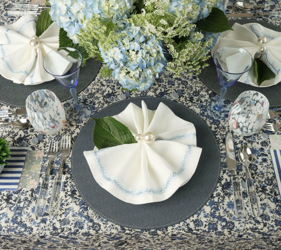 Tablecloths/Runners Kim Seybert | Kim Seybert Kara Tablecloth In Ivory & Navy Tablecloths