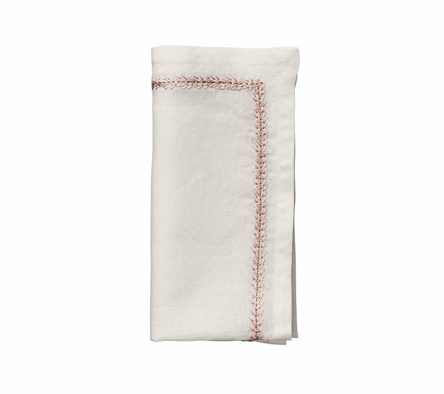 Seasonal Kim Seybert | Kim Seybert Jardin Napkin In White & Blush, Set Of 4