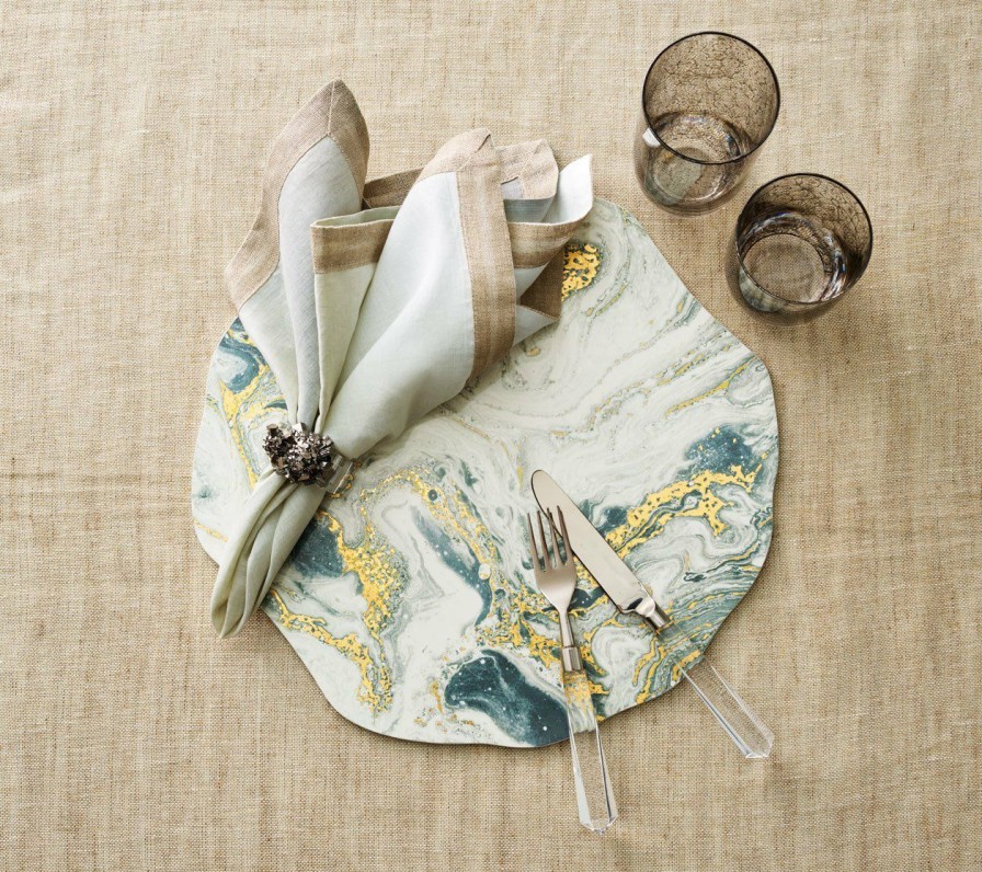 Seasonal Kim Seybert | Kim Seybert Cosmos Placemat In Ivory, Gold & Silver, Set Of 4