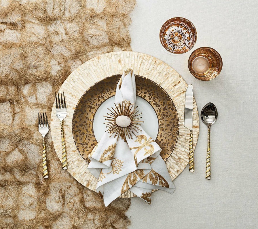 Seasonal Kim Seybert | Kim Seybert Byzantine Placemat In Ivory & Gold, Set Of 4