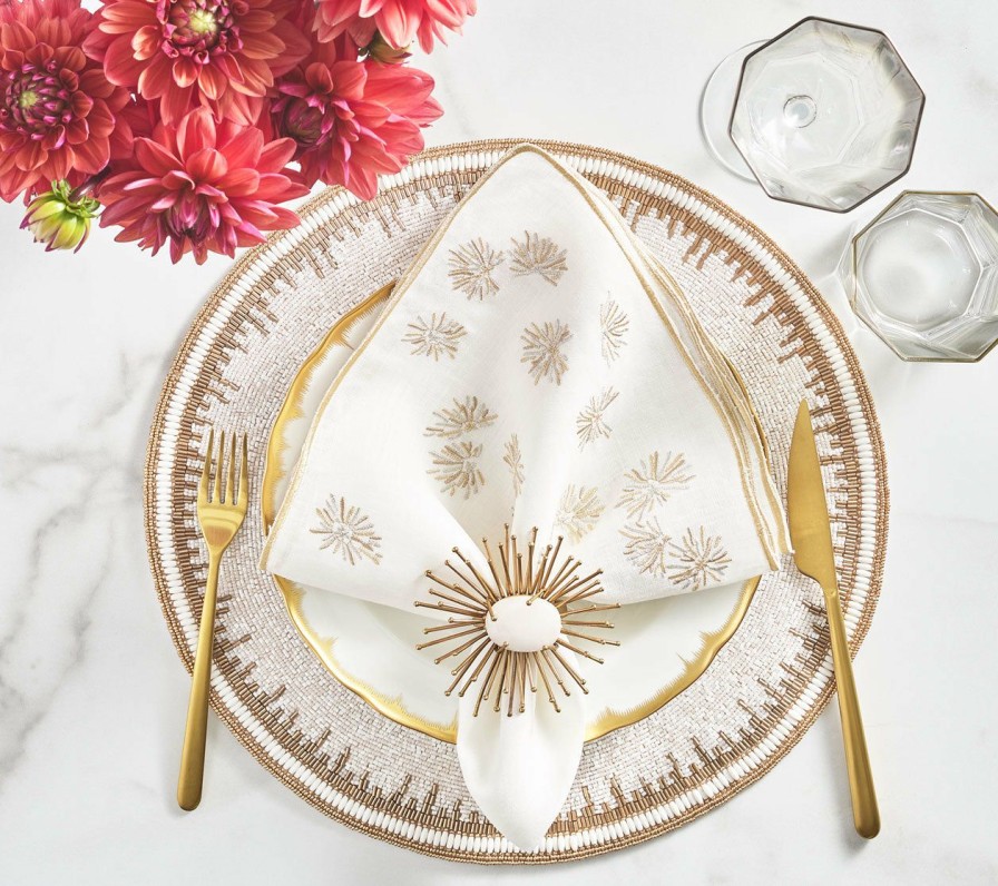 Seasonal Kim Seybert | Kim Seybert Enamor Placemat In White & Gold, Set Of 4