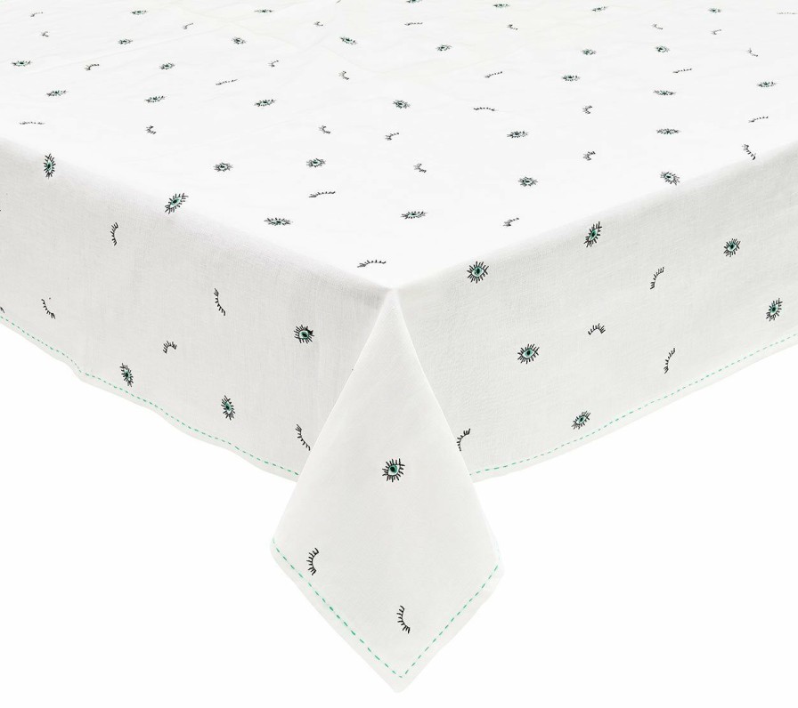 Tablecloths/Runners Kim Seybert | Kim Seybert Bohemia Tablecloth In White & Seafoam Tablecloths