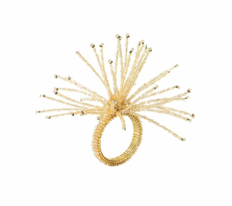 Seasonal Kim Seybert | Kim Seybert Spider Bead Burst Napkin Ring In Champagne, Set Of 4