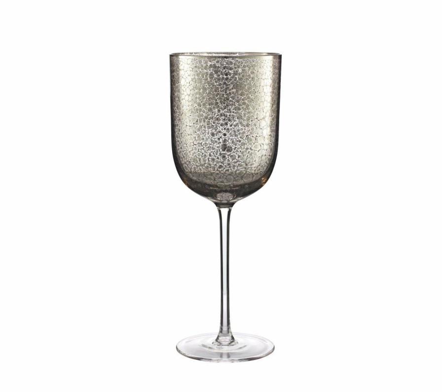 Dinnerware/Barware Kim Seybert | Kim Seybert Glassware Crackle Goblet In Platinum, Set Of 4