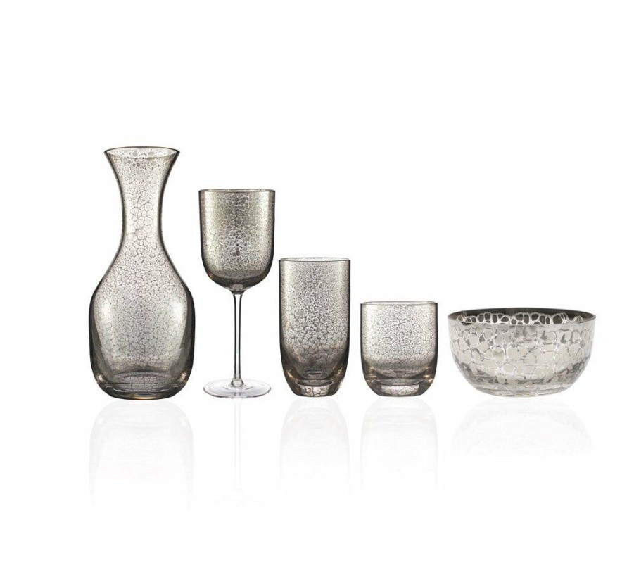 Dinnerware/Barware Kim Seybert | Kim Seybert Glassware Crackle Goblet In Platinum, Set Of 4