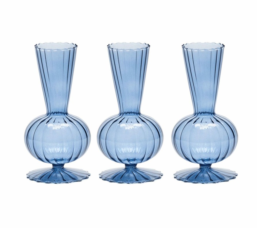 Decor Kim Seybert | Kim Seybert Tess Bud Vase In Cadet, Set Of 3 In A Box