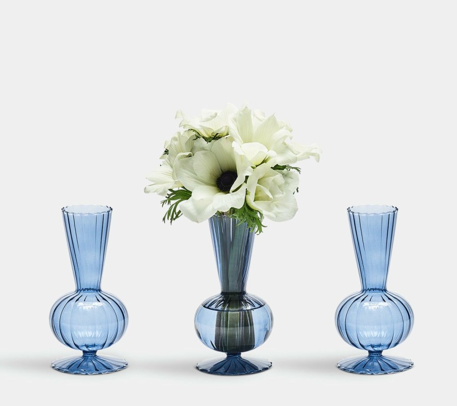 Decor Kim Seybert | Kim Seybert Tess Bud Vase In Cadet, Set Of 3 In A Box