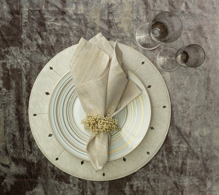 Seasonal Kim Seybert | Kim Seybert Placemats Dart Reversible Placemat In Gold & Silver, Set Of 4