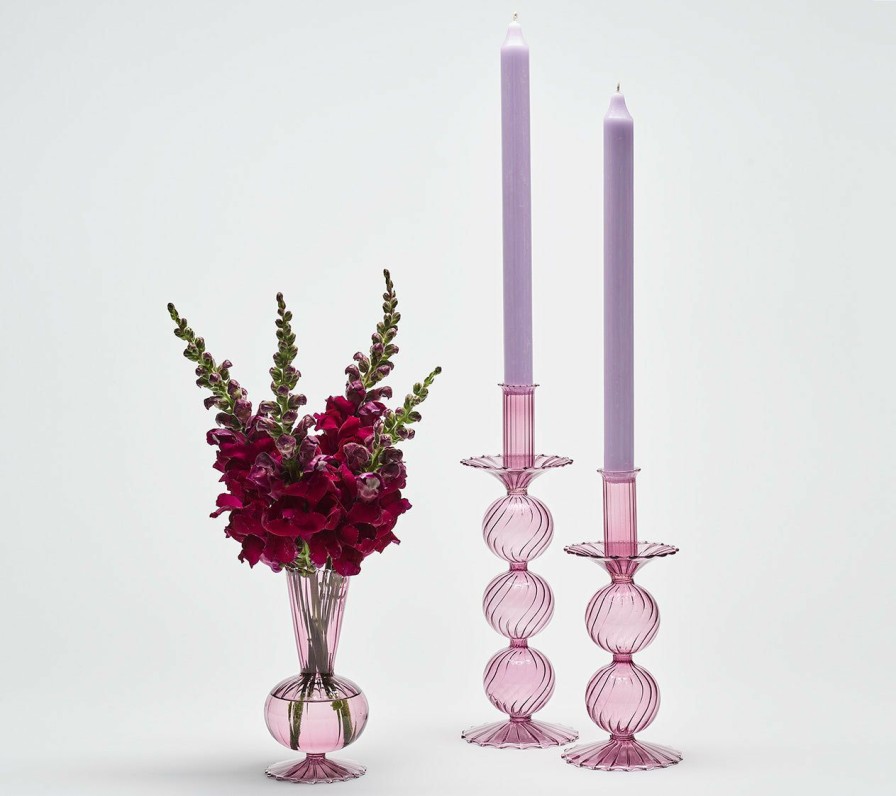 Decor Kim Seybert | Kim Seybert Home Decor Bella Short Candle Holder In Lavender, Set Of 2 In A Box