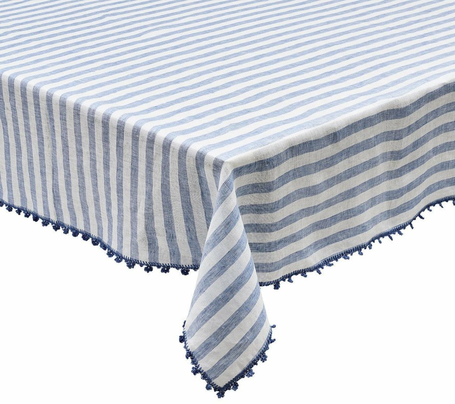 Tablecloths/Runners Kim Seybert | Kim Seybert Tablecloths Linea Tablecloth In White & Blue