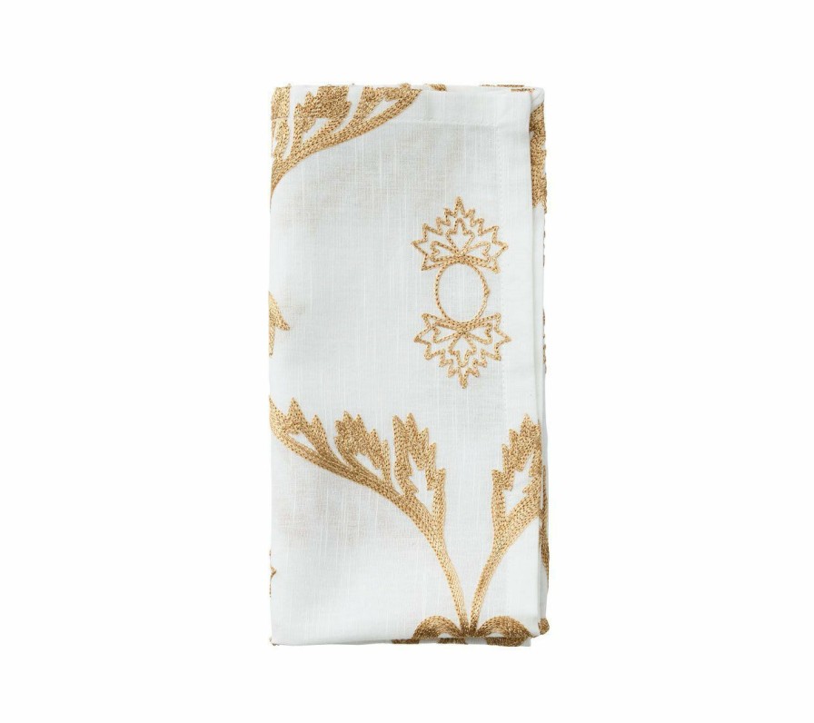 Seasonal Kim Seybert | Kim Seybert Wisteria Napkin In White & Natural, Set Of 4 Napkins