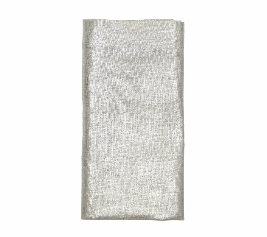 Seasonal Kim Seybert | Kim Seybert Napkins Metallic Linen Napkin In Natural & Silver, Set Of 4