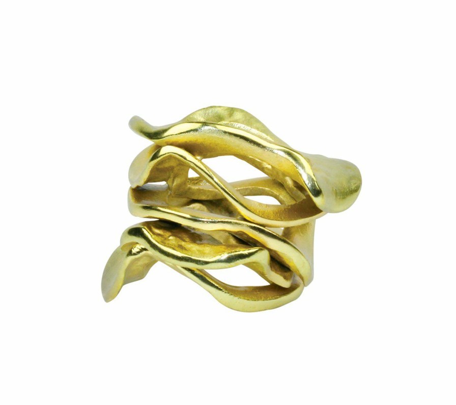 Seasonal Kim Seybert | Kim Seybert Flux Napkin Ring In Gold, Set Of 4 Napkin Rings