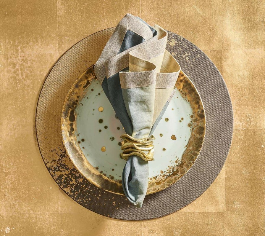 Seasonal Kim Seybert | Kim Seybert Flux Napkin Ring In Gold, Set Of 4 Napkin Rings