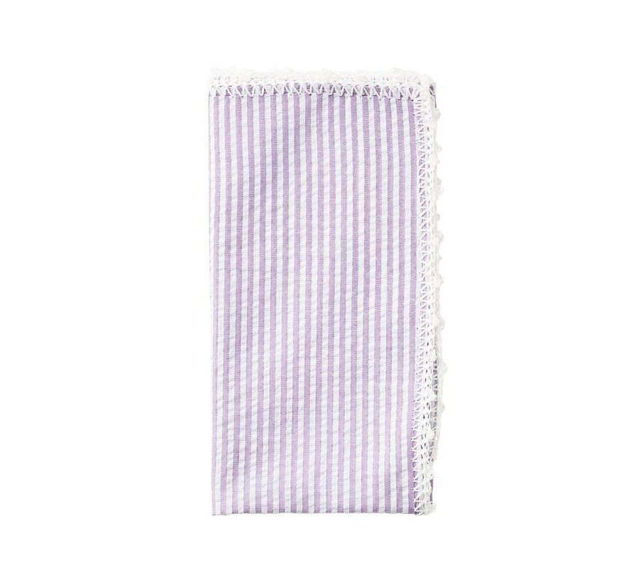 Seasonal Kim Seybert | Kim Seybert Seersucker Napkin In Lilac & White, Set Of 4 Napkins