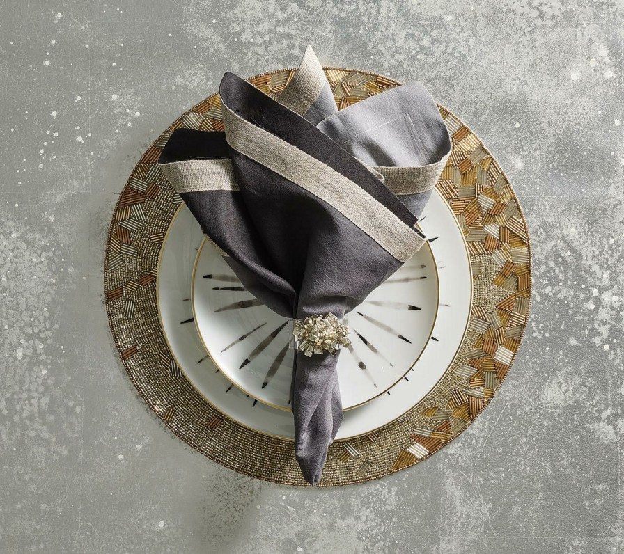 Seasonal Kim Seybert | Kim Seybert Placemats Abstract Placemat In Silver & Gold, Set Of 4