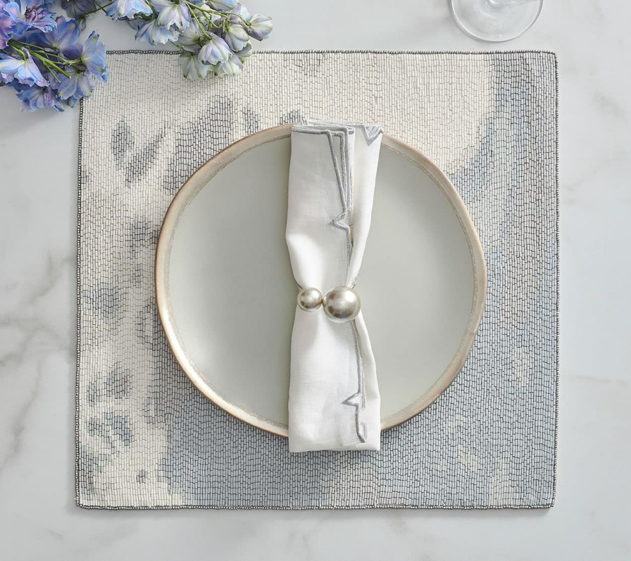 Seasonal Kim Seybert | Kim Seybert Pearl Napkin Ring In Gray & Silver, Set Of 4