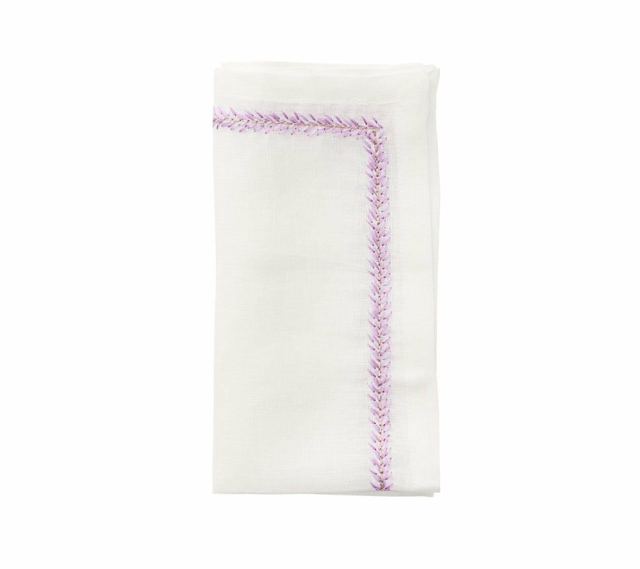 Seasonal Kim Seybert | Kim Seybert Jardin Napkin In White & Lilac, Set Of 4 Napkins