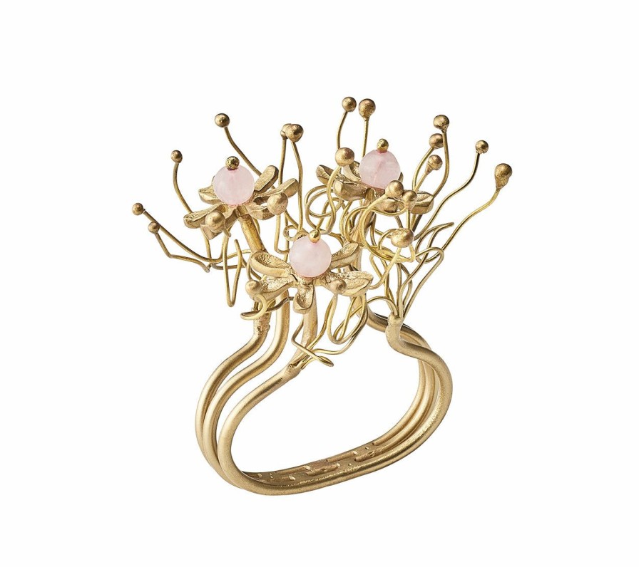 Seasonal Kim Seybert | Kim Seybert Napkin Rings Flora Napkin Ring In Blush & Gold, Set Of 4