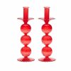 Decor Kim Seybert | Kim Seybert, Inc. Iris Tall Candle Holder In Red, Set Of 2 In A Box