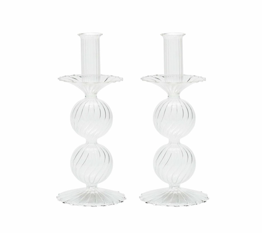 Decor Kim Seybert | Kim Seybert, Inc. Bella Short Candle Holder In Clear, Set Of 2 In A Box Home Decor