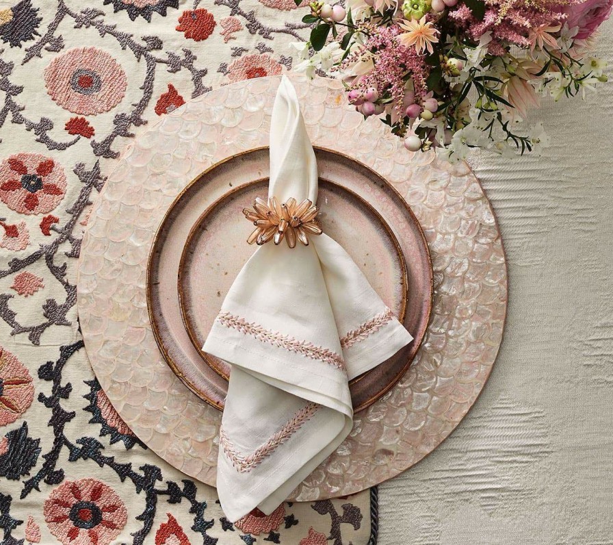 Seasonal Kim Seybert | Kim Seybert Camellia Napkin Ring In Blush, Set Of 4 Napkin Rings