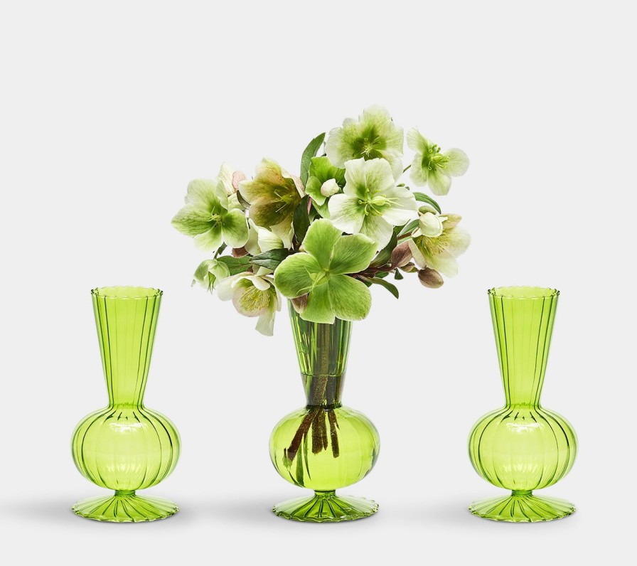 Decor Kim Seybert | Kim Seybert Tess Bud Vase In Green, Set Of 3 In A Box Home Decor