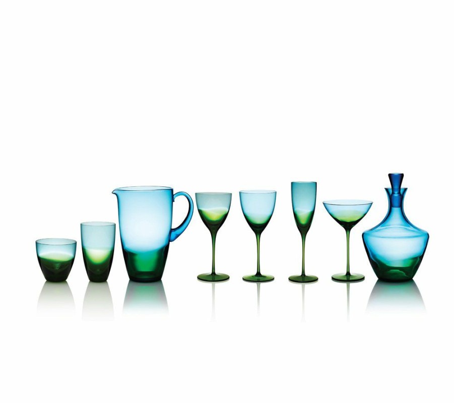 Dinnerware/Barware Kim Seybert | Kim Seybert Vague Champagne Flute In Blue & Green, Set Of 4 Glassware